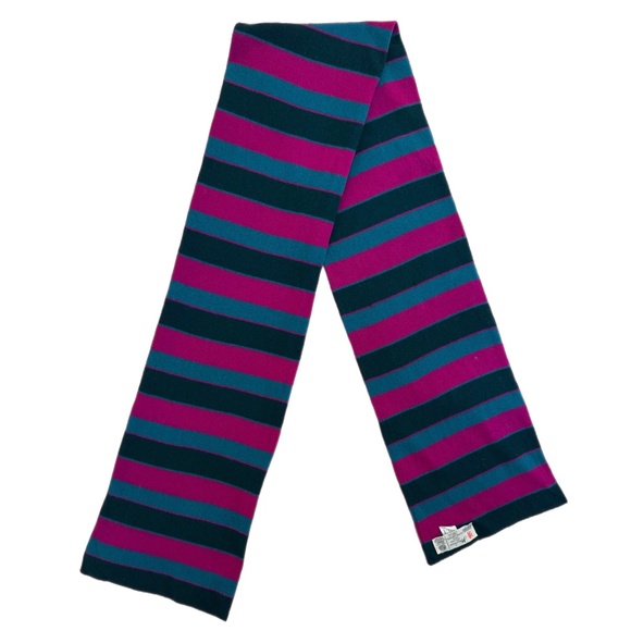 Hawico of Scotland Lambswool Striped Scarf 🇬🇧 – Magenta & Teal Double-Sided - Picture 4 of 13